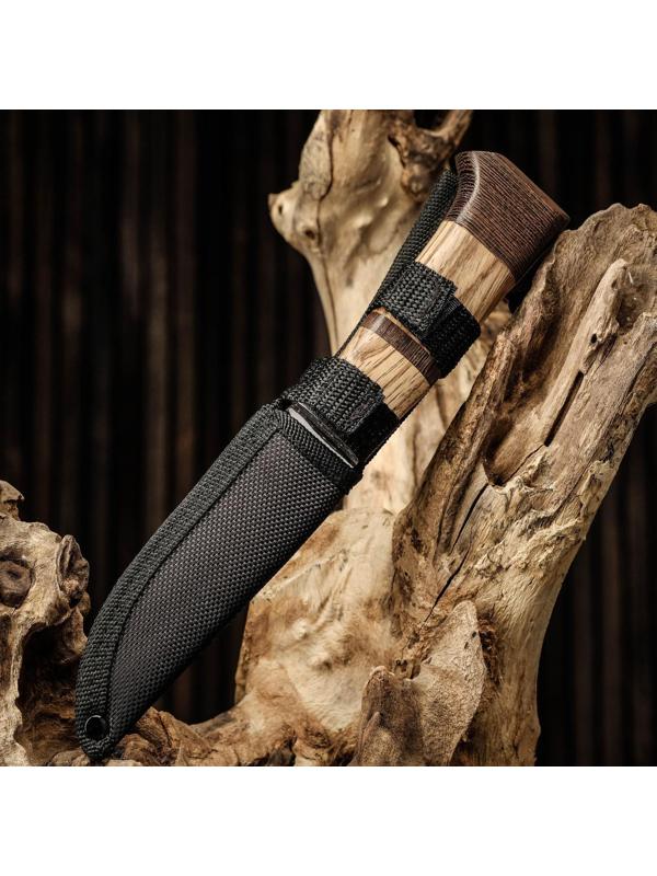 Нож охотничий Мастер К, рукоять дерево с бронзой, клинок 11 см