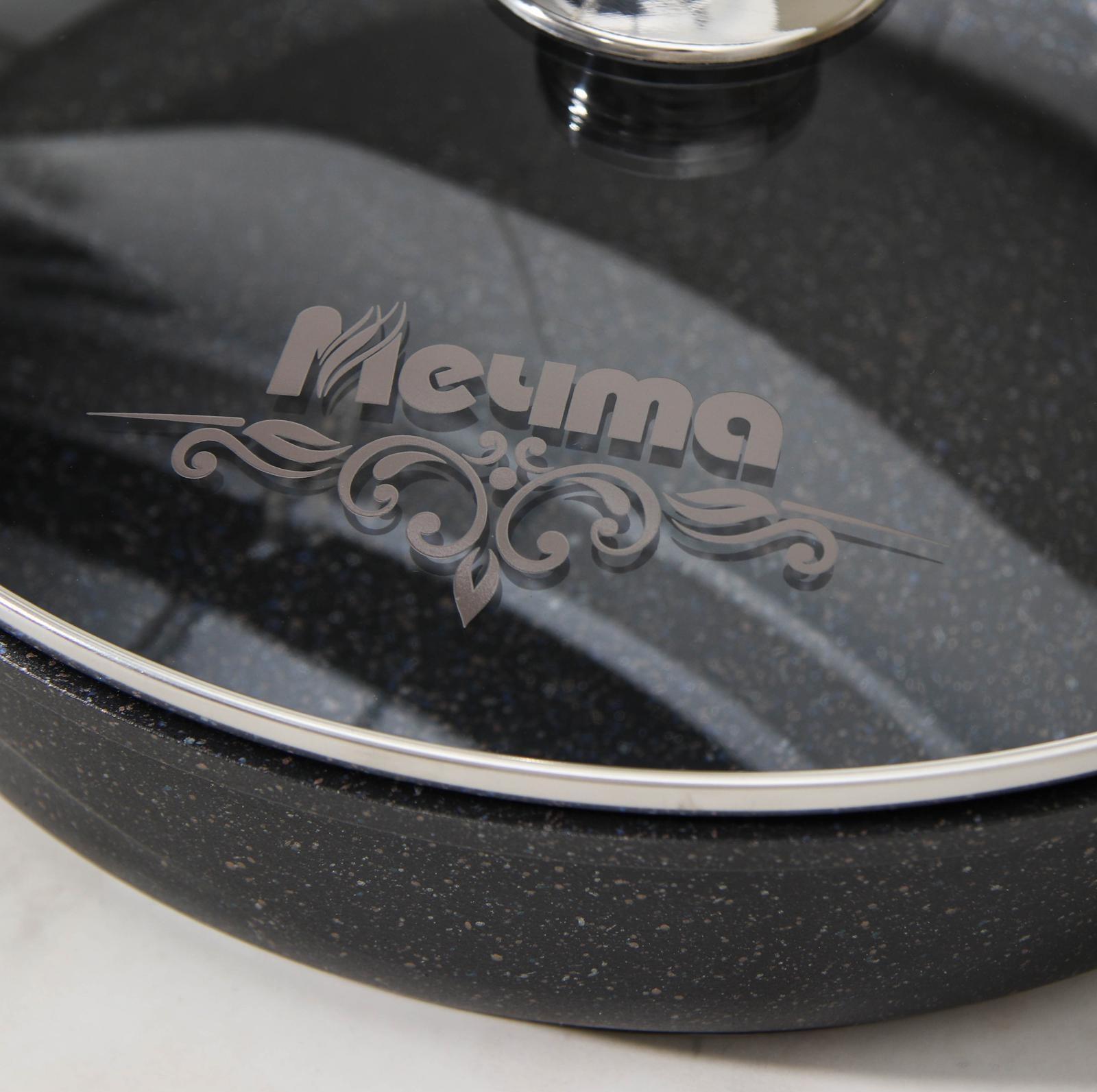 Сковорода «Гранит Star», d=30 см, пластиковая ручка, стеклянная крышка, антипригарное покрытие, цвет чёрный