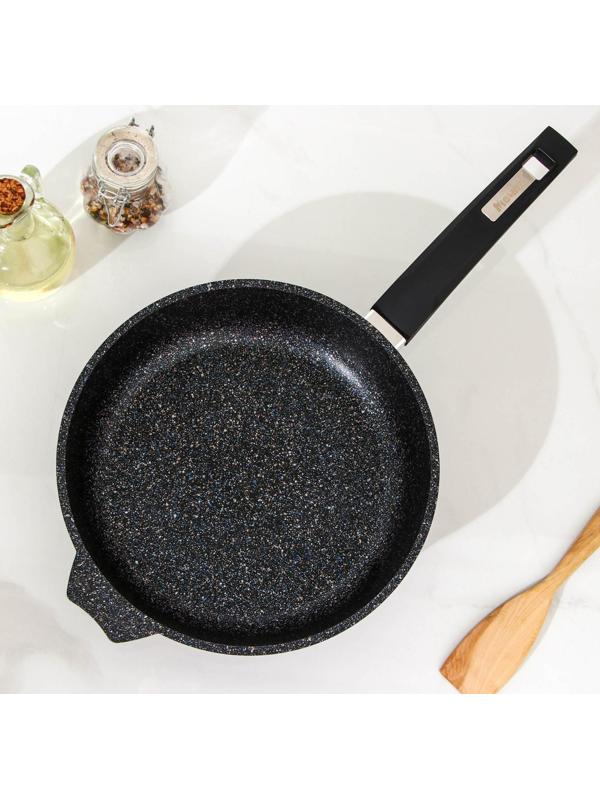 Сковорода «Гранит Star», d=24 см, стеклянная крышка, антипригарное покрытие, цвет чёрный