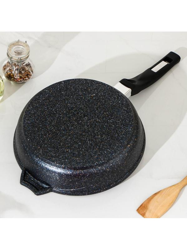 Сковорода «Гранит Star», d=24 см, стеклянная крышка, антипригарное покрытие, цвет чёрный