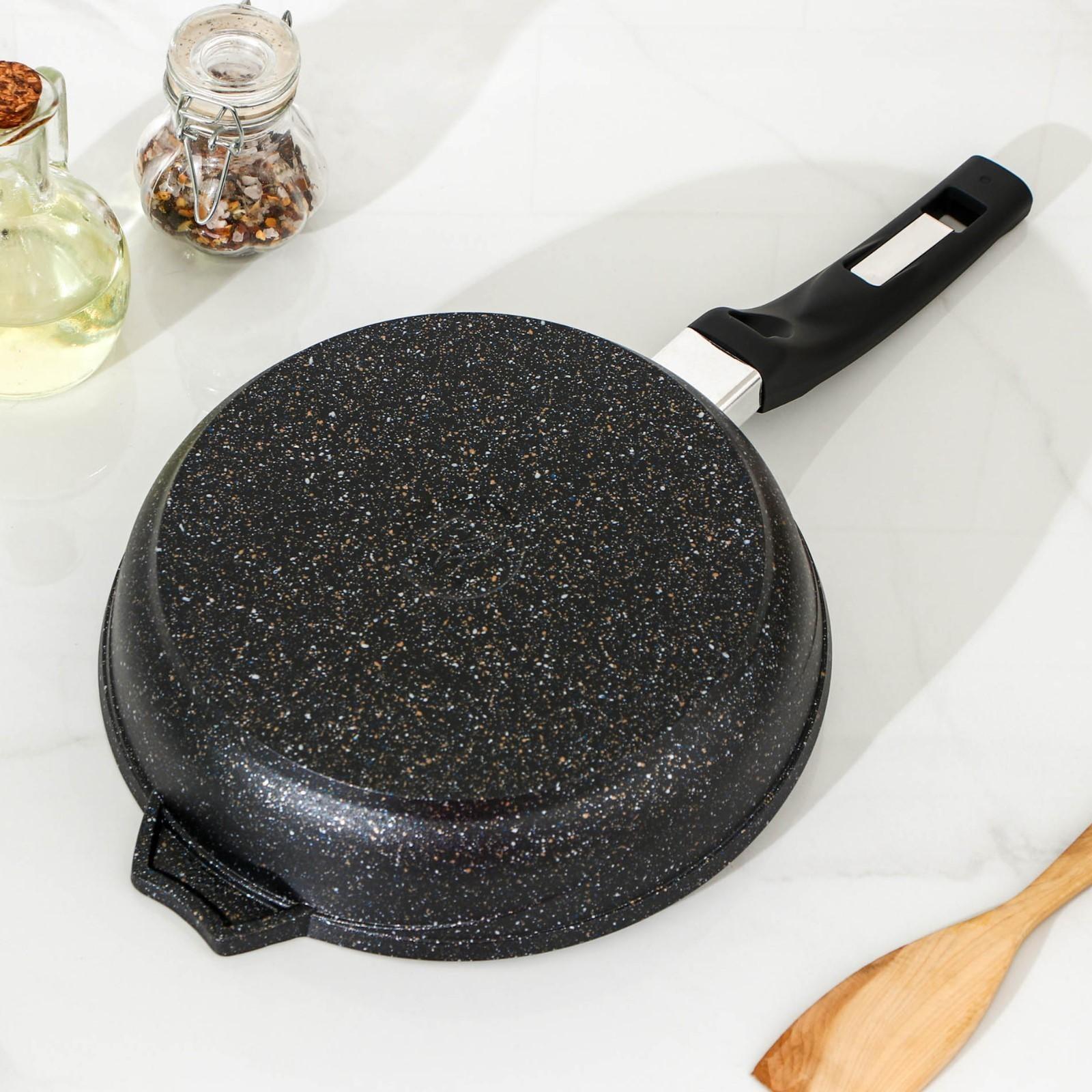 Сковорода «Гранит Star», d=22 см, стеклянная крышка, антипригарное покрытие, цвет серый