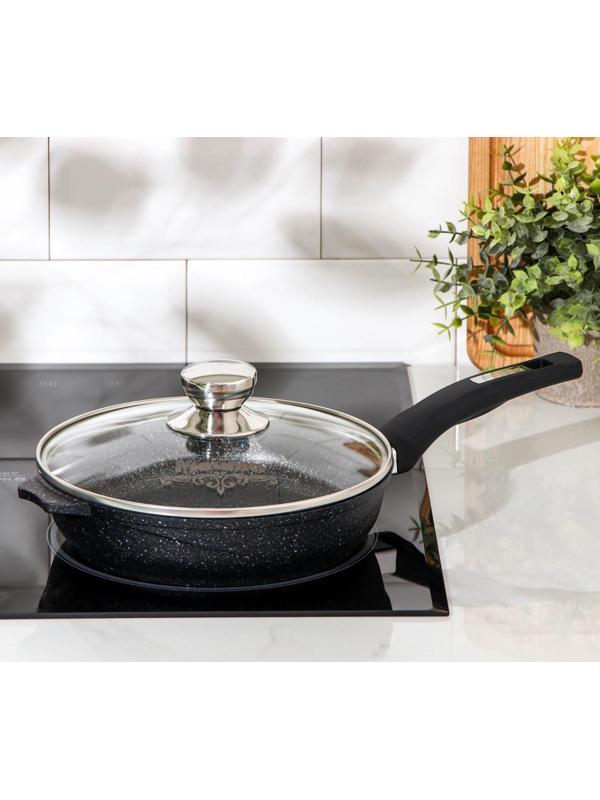 Сковорода «Гранит Star», d=22 см, стеклянная крышка, антипригарное покрытие, цвет серый