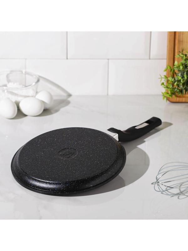 Сковорода блинная «Гранит Star», d=22 см, пластиковая ручка, антипригарное покрытие, цвет чёрный
