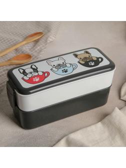 Контейнер для обеда «Бульдоги», 2 отделения, 500+500 мл