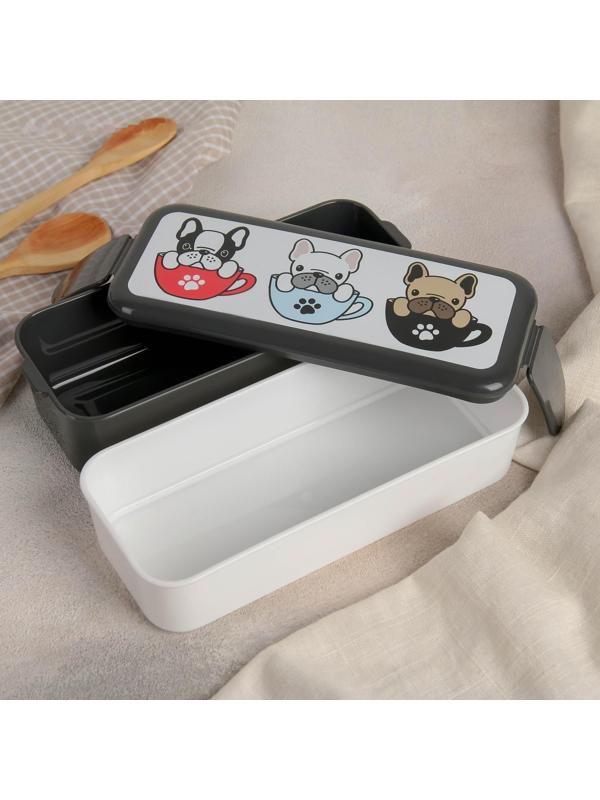 Контейнер для обеда «Бульдоги», 2 отделения, 500+500 мл