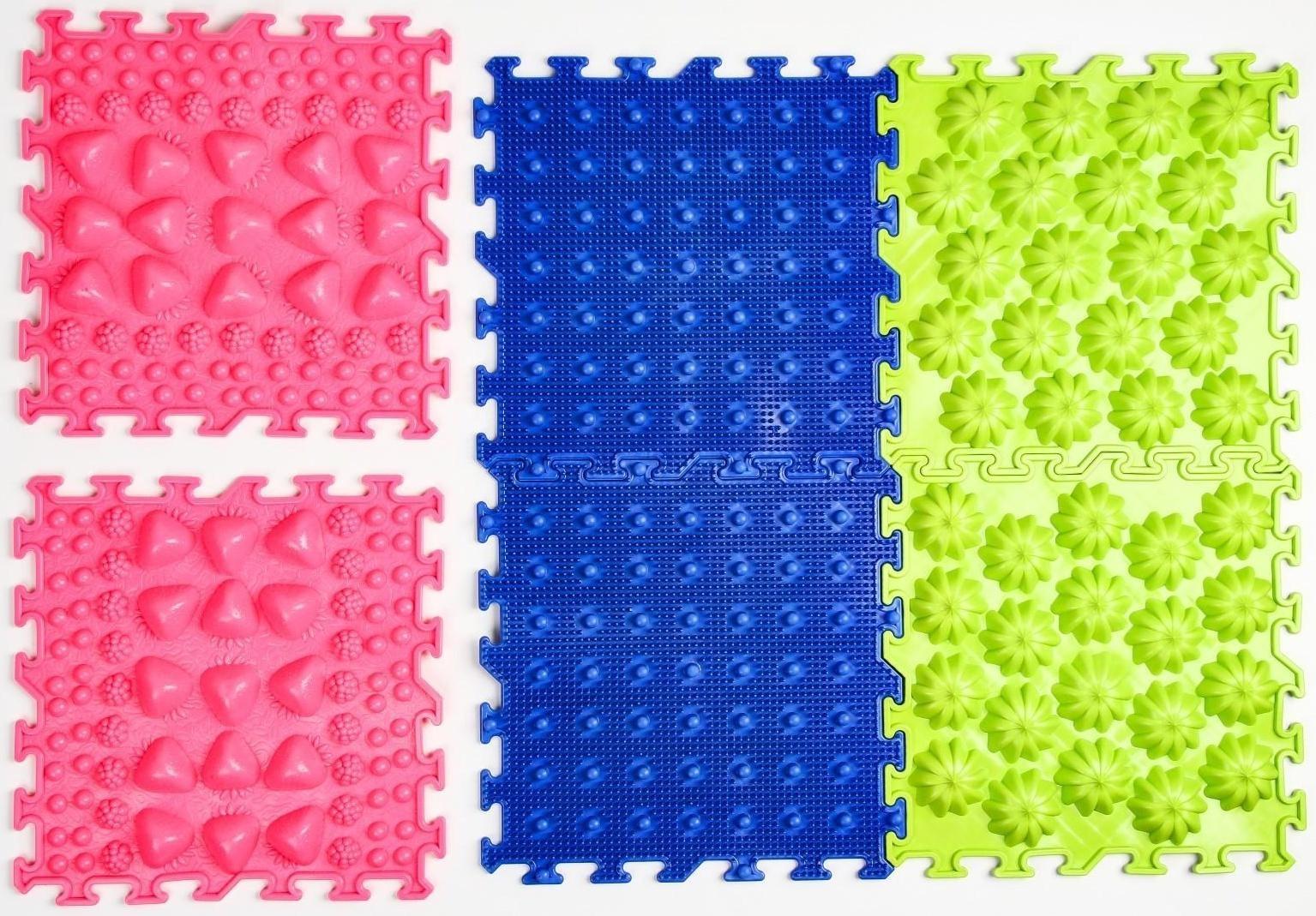 Комплект напольный, массажный, модульный коврик-пазл ОРТОША «МИКС» 7 (6 пазлов )