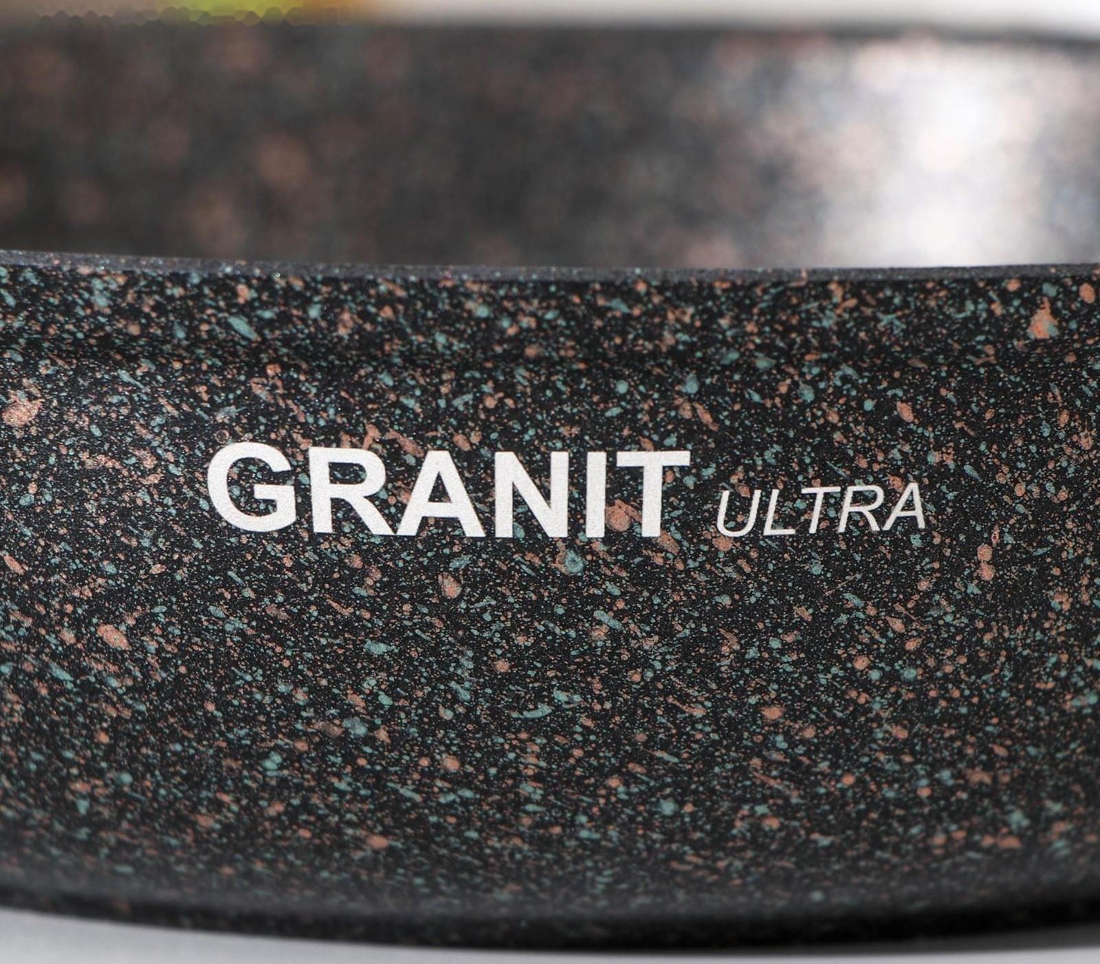 Сковорода Granit ultra original, d=24 см, съёмная ручка, антипригарное покрытие, цвет чёрный