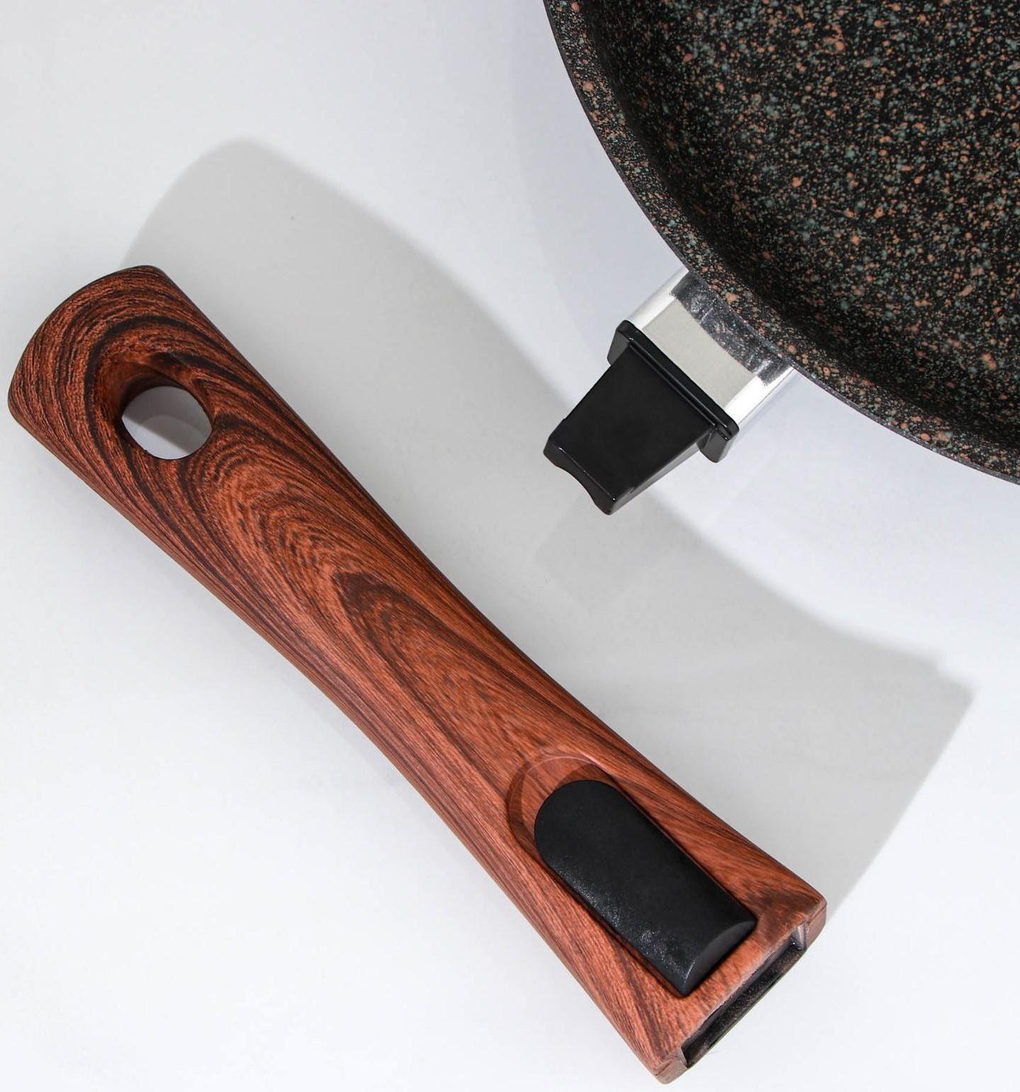 Сковорода Granit ultra original, d=24 см, съёмная ручка, антипригарное покрытие, цвет чёрный