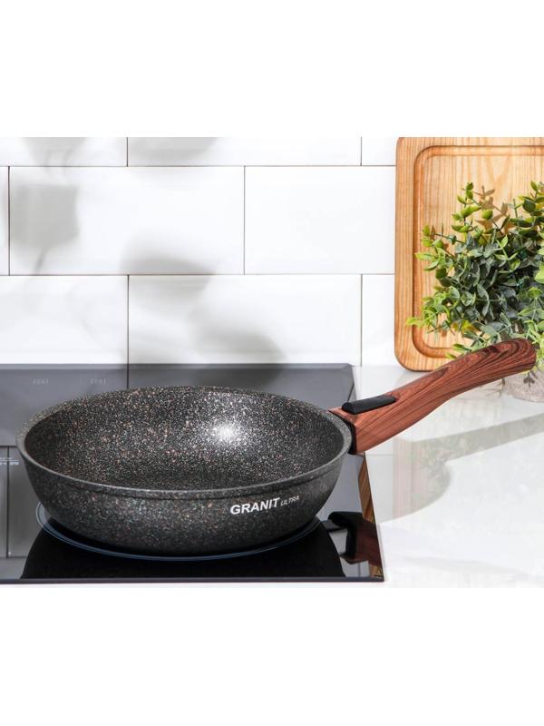 Сковорода Granit ultra original, d=24 см, съёмная ручка, антипригарное покрытие, цвет чёрный