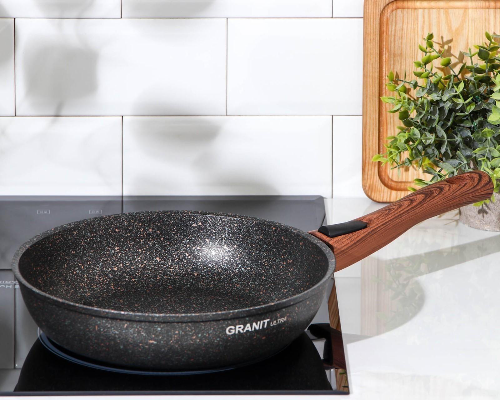 Сковорода Granit ultra original, d=26 см, съёмная ручка, антипригарное покрытие, цвет чёрный