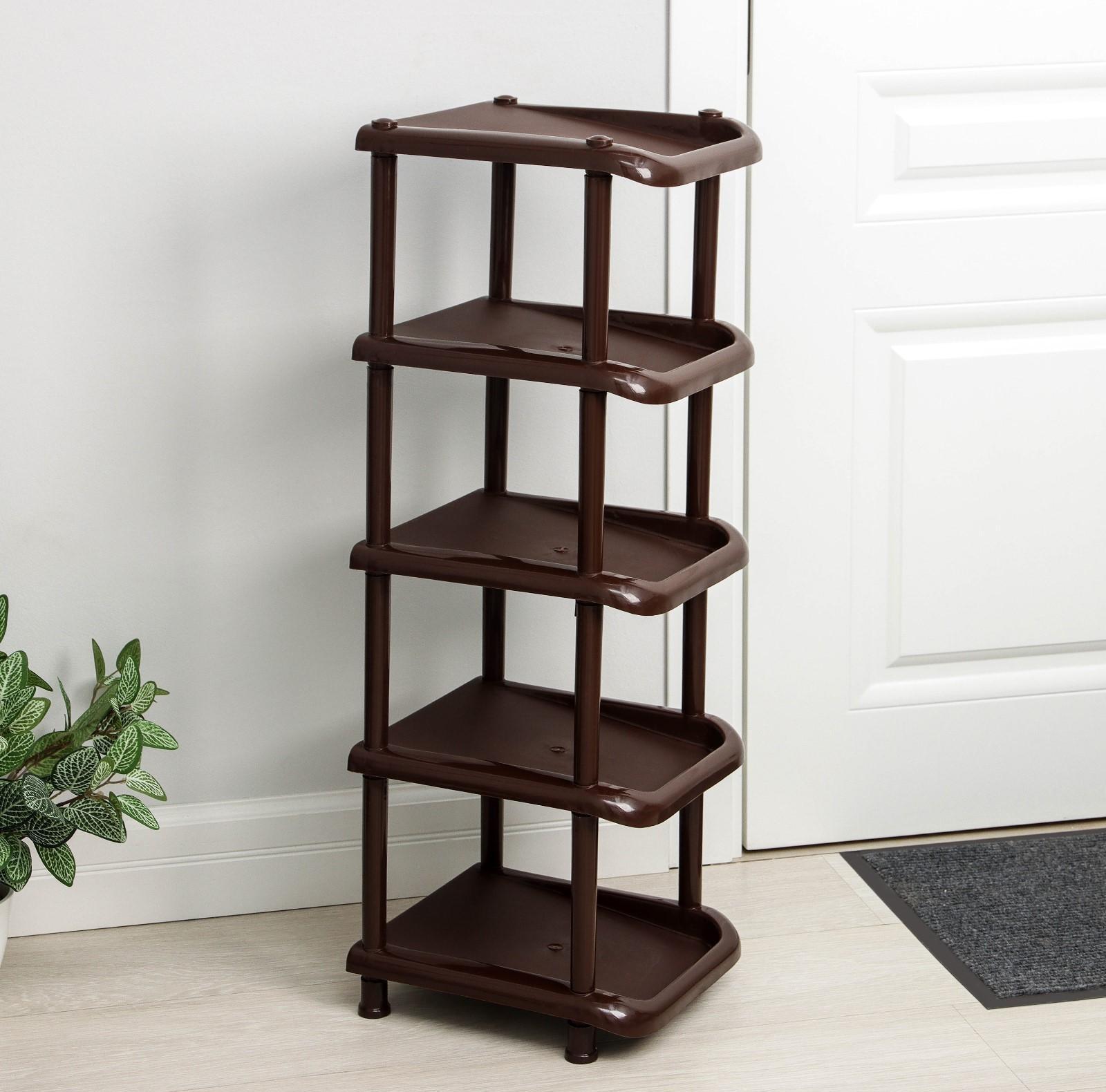 Полка для обуви, 5 ярусов, 27×31×83 см, цвет коричневый