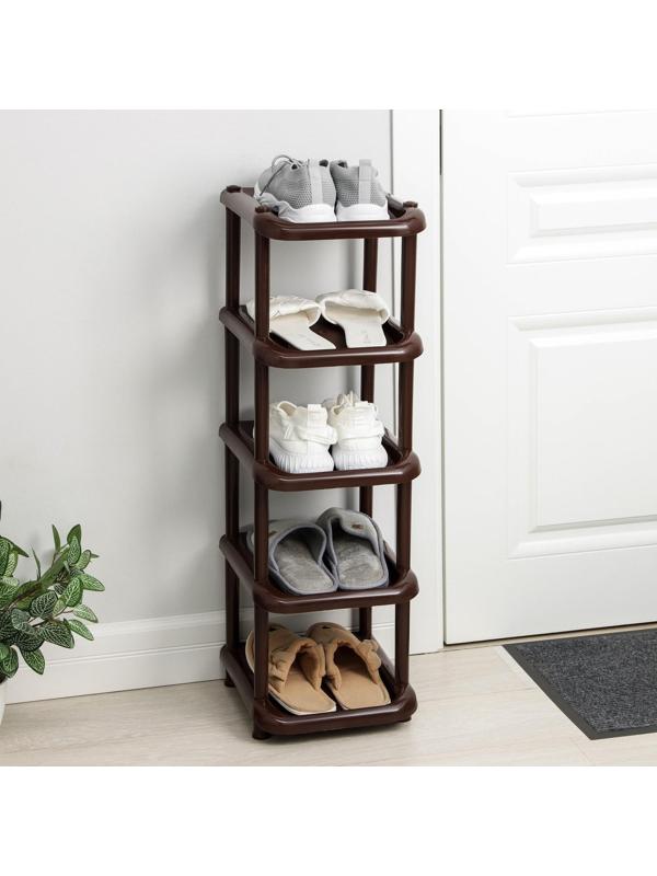 Полка для обуви, 5 ярусов, 27×31×83 см, цвет коричневый