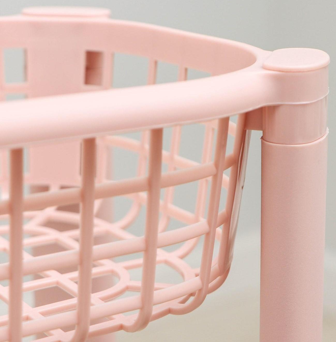 Полка напольная узкая 4-х секционная, на колёсиках, цвет чайная роза