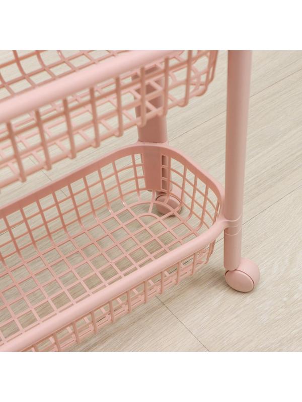 Полка напольная узкая 4-х секционная, на колёсиках, цвет чайная роза