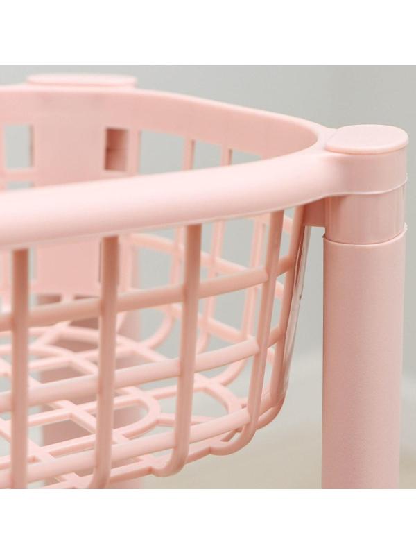 Полка напольная узкая 4-х секционная, на колёсиках, цвет чайная роза