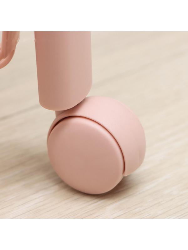 Полка напольная узкая 4-х секционная, на колёсиках, цвет чайная роза