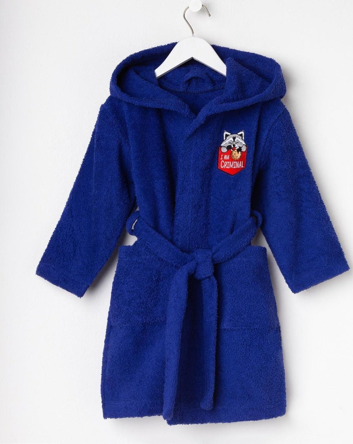 Халат махровый детский «Енотик», цвет синий, размер 30