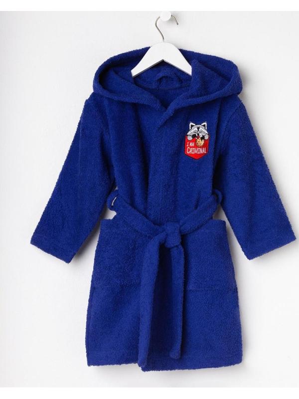 Халат махровый детский «Енотик», цвет синий, размер 30