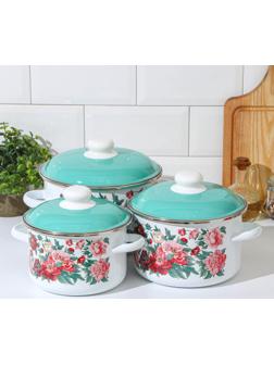 Набор кастрюль «Армель», 3 предмета: 2 л, 3 л, 4 л, индукция, цвет белый