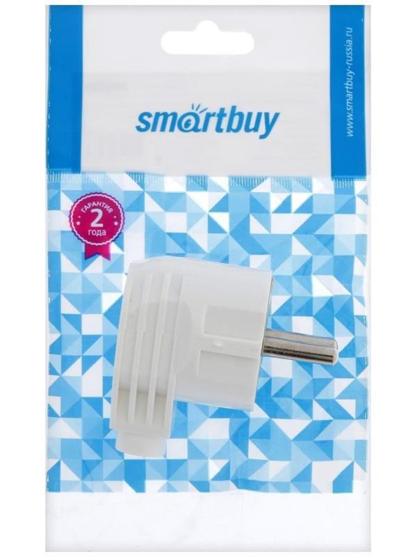 Вилка угловая Smartbuy, 16 А, 250 В, с з/к, белая
