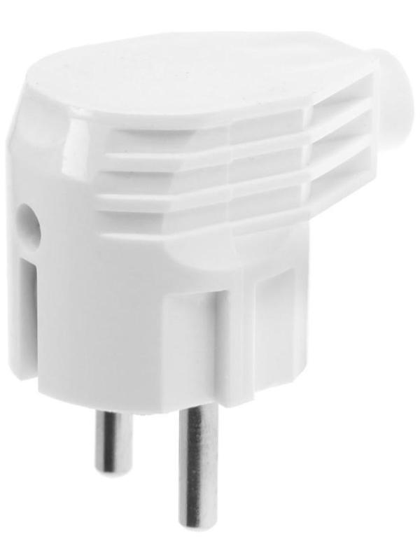 Вилка угловая Smartbuy, 16 А, 250 В, с з/к, белая