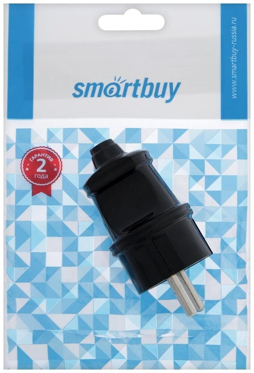 Вилка прямая Smartbuy, 16 А, 250 В, с з/к, черная
