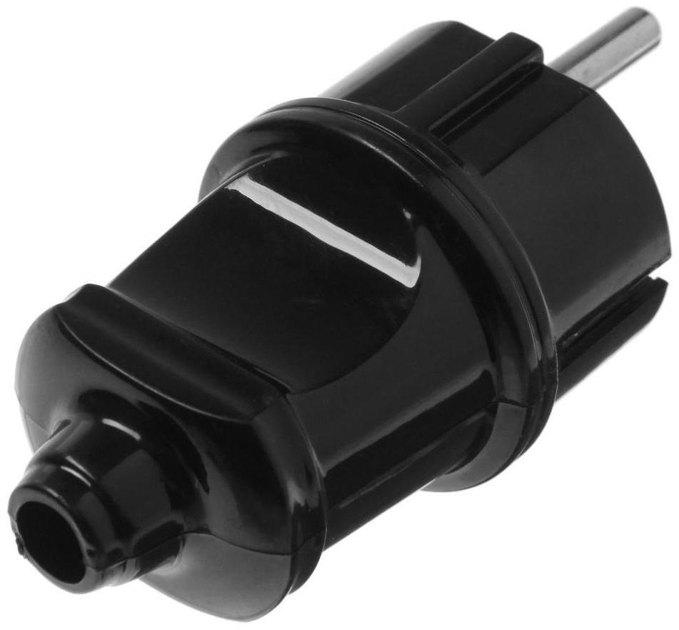 Вилка прямая Smartbuy, 16 А, 250 В, с з/к, черная