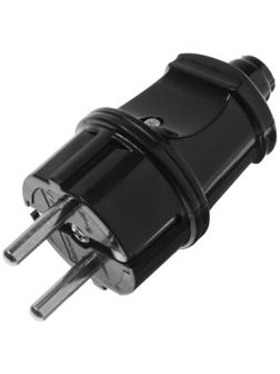 Вилка прямая Smartbuy, 16 А, 250 В, с з/к, черная