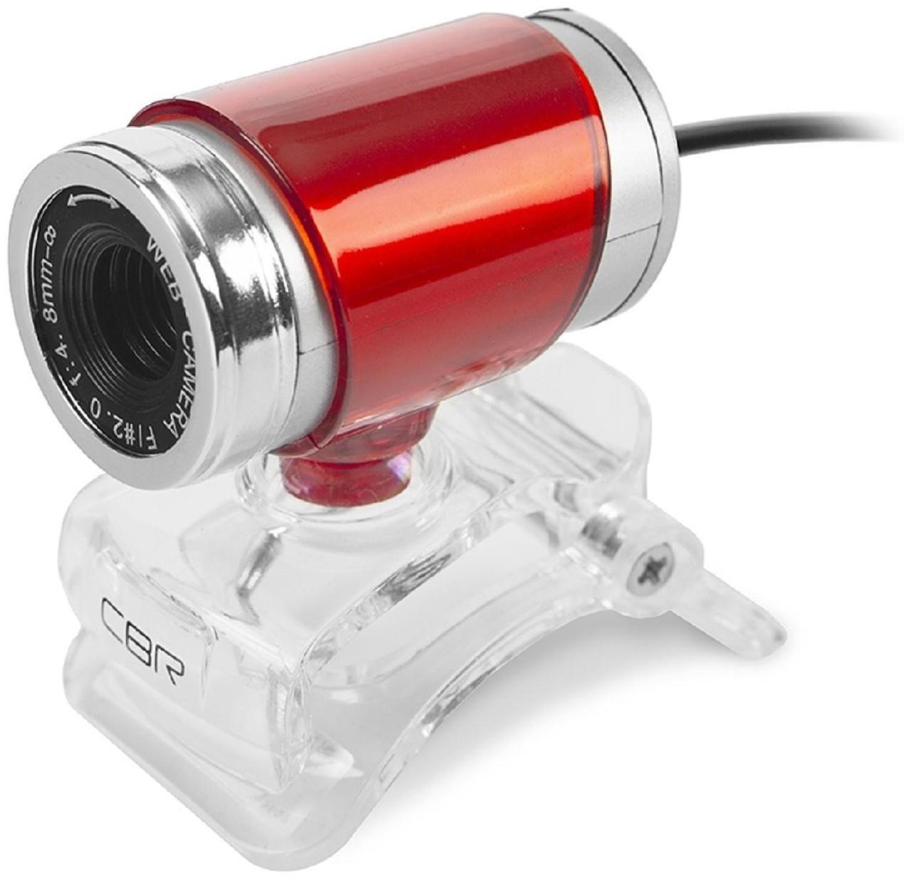 Веб-камера CBR CW 830M Red, 0.3 МП, 640х480, USB 2.0, микрофон, красная