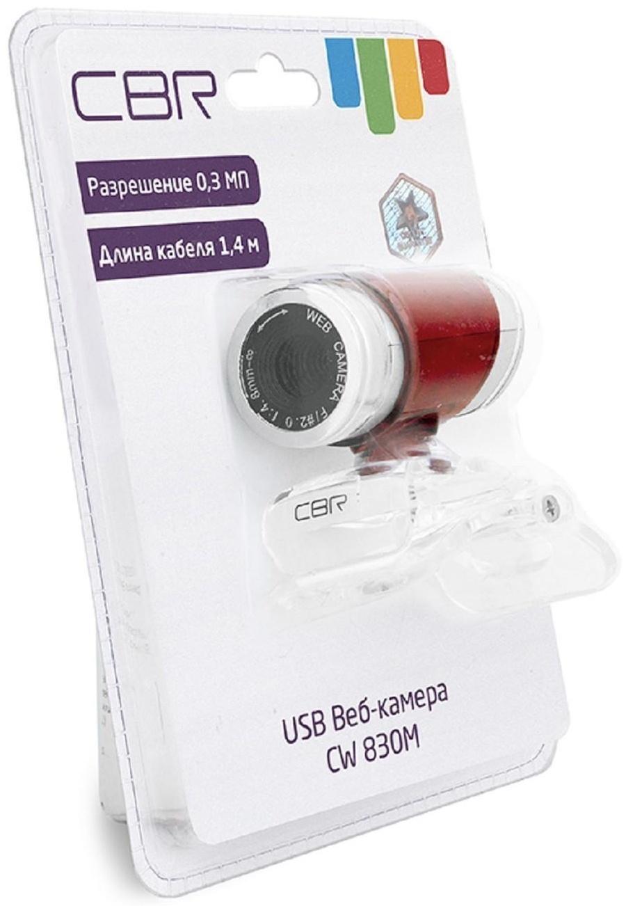Веб-камера CBR CW 830M Red, 0.3 МП, 640х480, USB 2.0, микрофон, красная