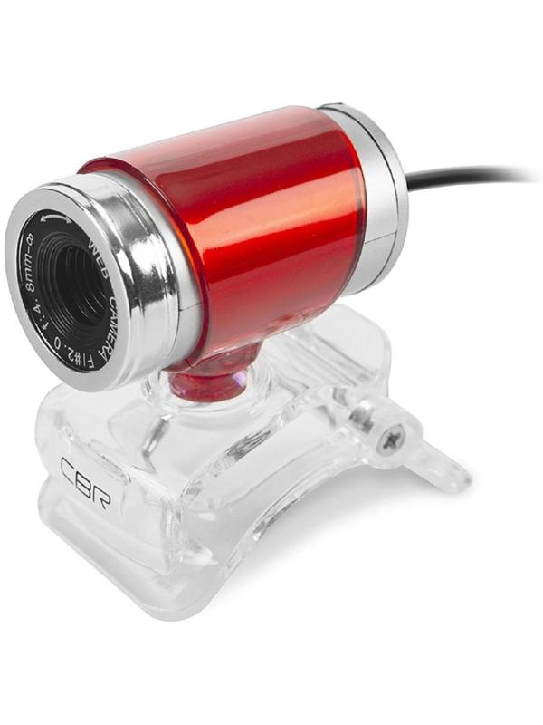 Веб-камера CBR CW 830M Red, 0.3 МП, 640х480, USB 2.0, микрофон, красная