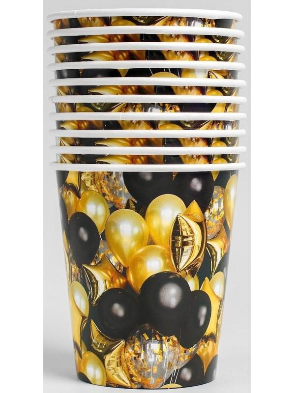 Стакан бумажный «Чёрное золото», шары, 250 мл