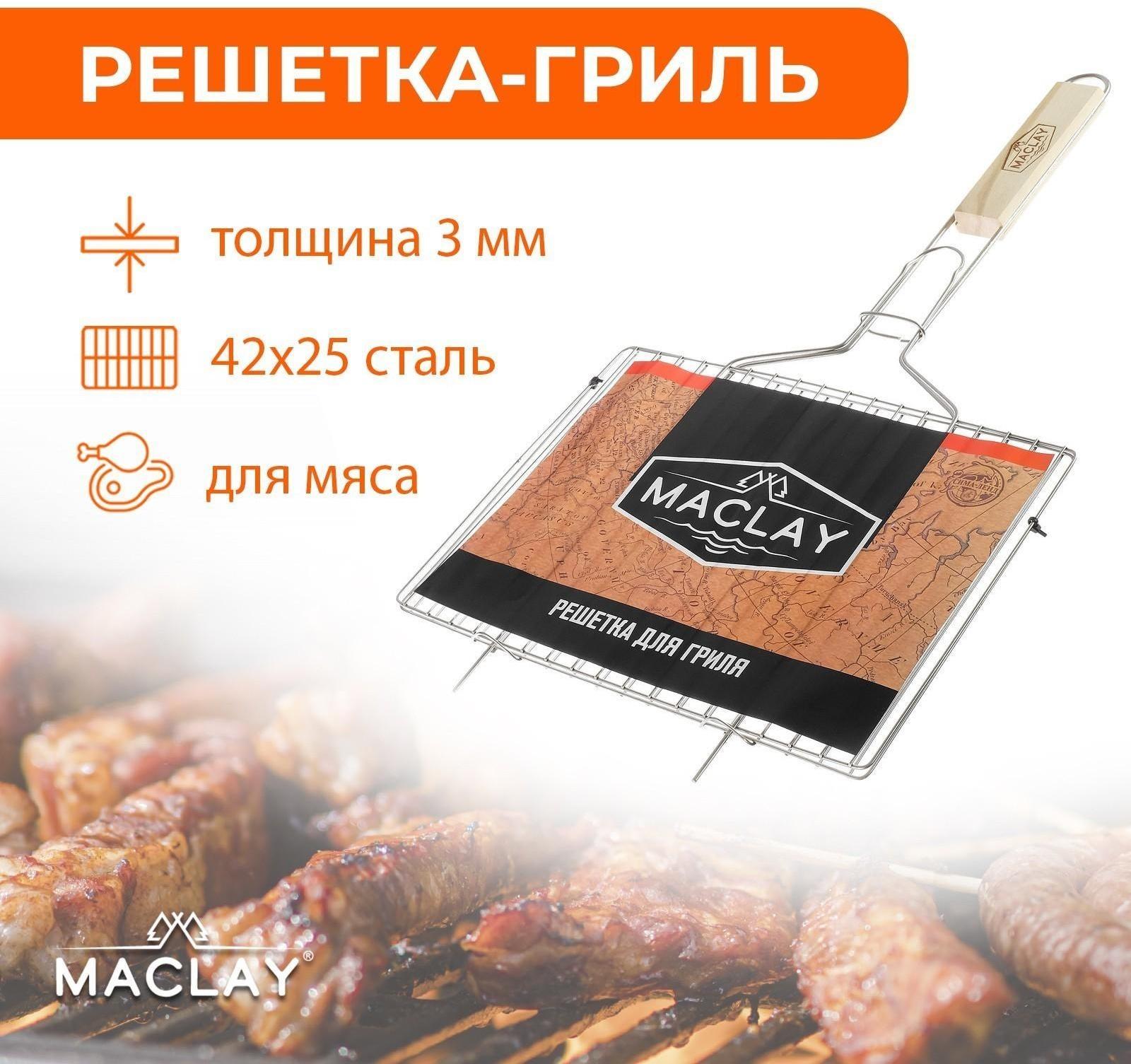 Решётка-гриль для мяса Maclay, нержавеющая сталь, размер 42 × 25 см
