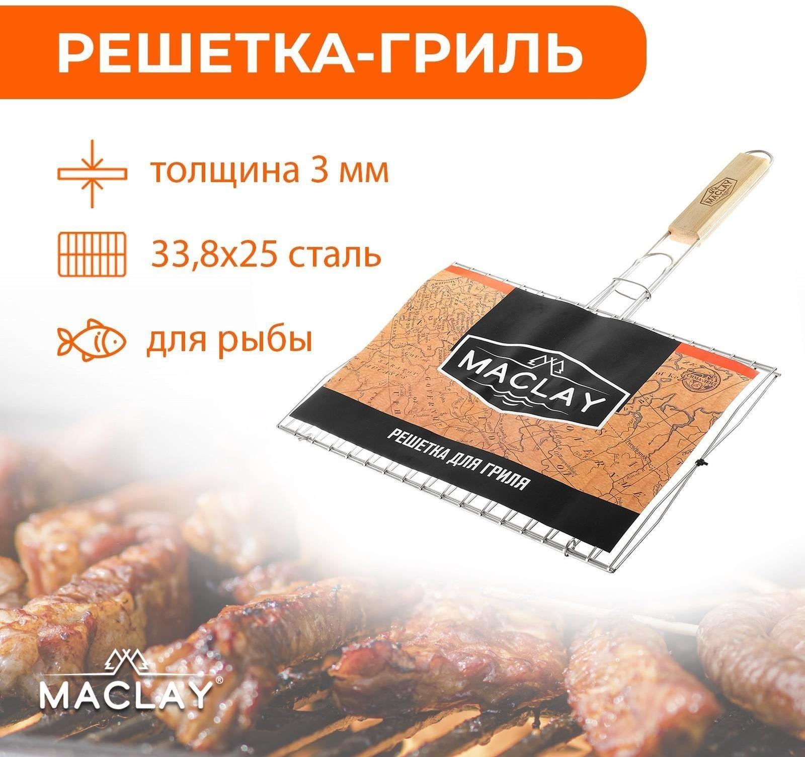 Решётка-гриль для рыбы двойная Maclay, хромированная сталь, размер 33,8 × 25 см