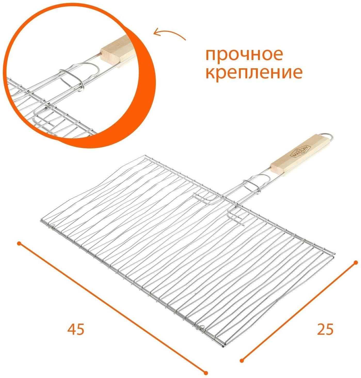 Решётка-гриль для рыбы двойная Maclay, нержавеющая сталь, размер 45 × 25 см