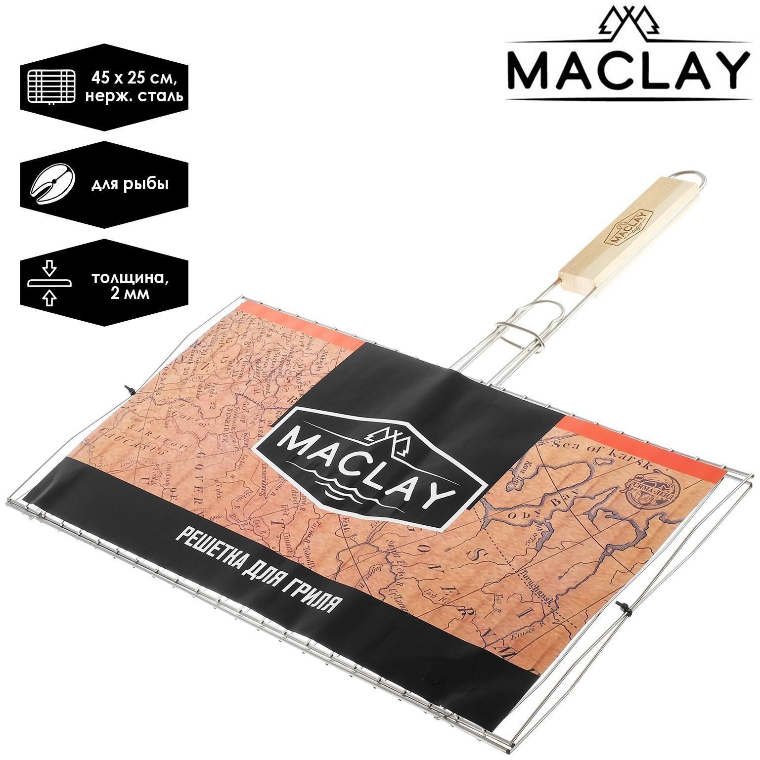 Решётка-гриль для рыбы двойная Maclay, нержавеющая сталь, размер 45 × 25 см
