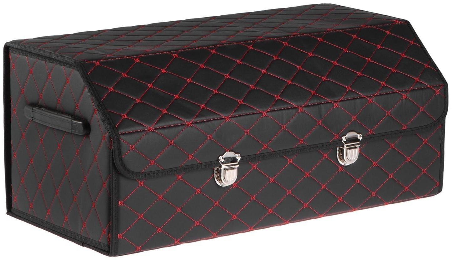 Саквояж в багажник автомобильный, 68 х 32 х 30 см, экокожа, с красной строчкой