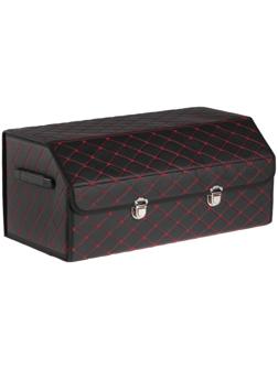 Саквояж в багажник автомобильный, 68 х 32 х 30 см, экокожа, с красной строчкой