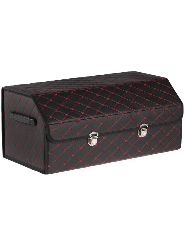 Саквояж в багажник автомобильный, 68 х 32 х 30 см, экокожа, с красной строчкой