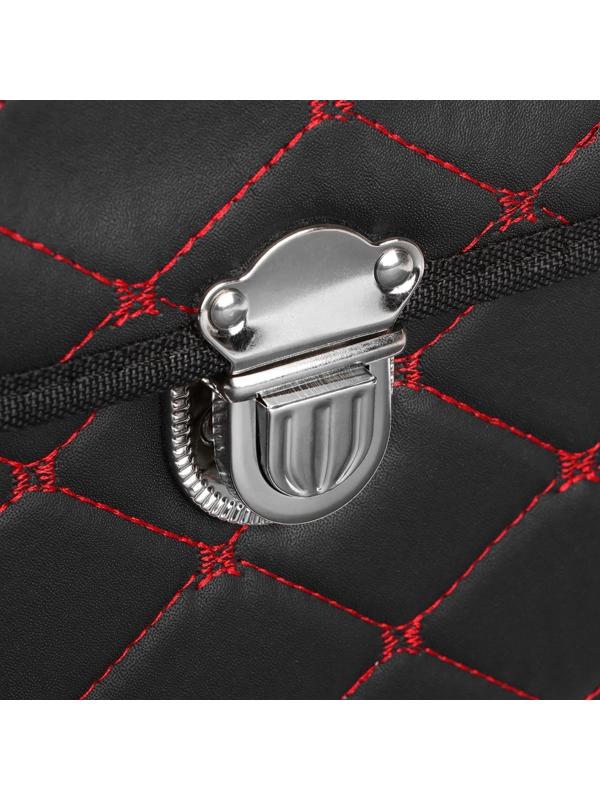 Саквояж в багажник автомобильный, 68 х 32 х 30 см, экокожа, с красной строчкой