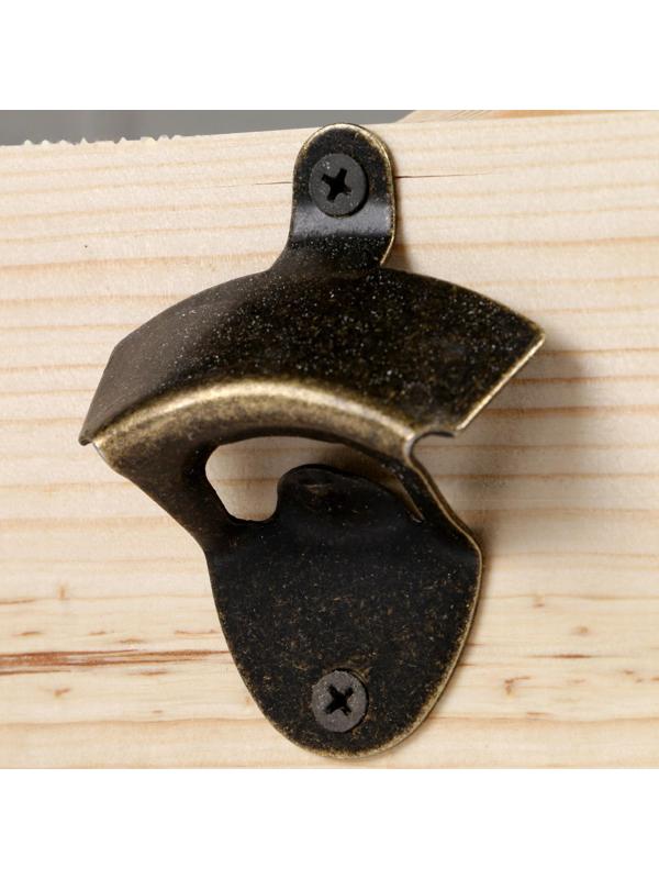 Ящик для пива 19×18×18.5 см  с открывашкой, под 4 бутылки, деревянный