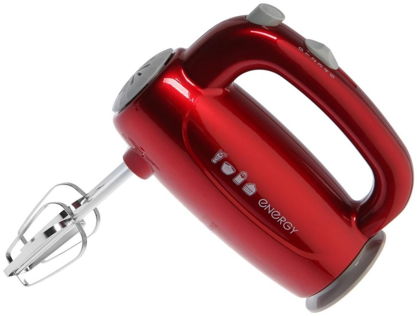 Миксер ENERGY EN-295R, ручной, 300 Вт, 5 скоростей, красный