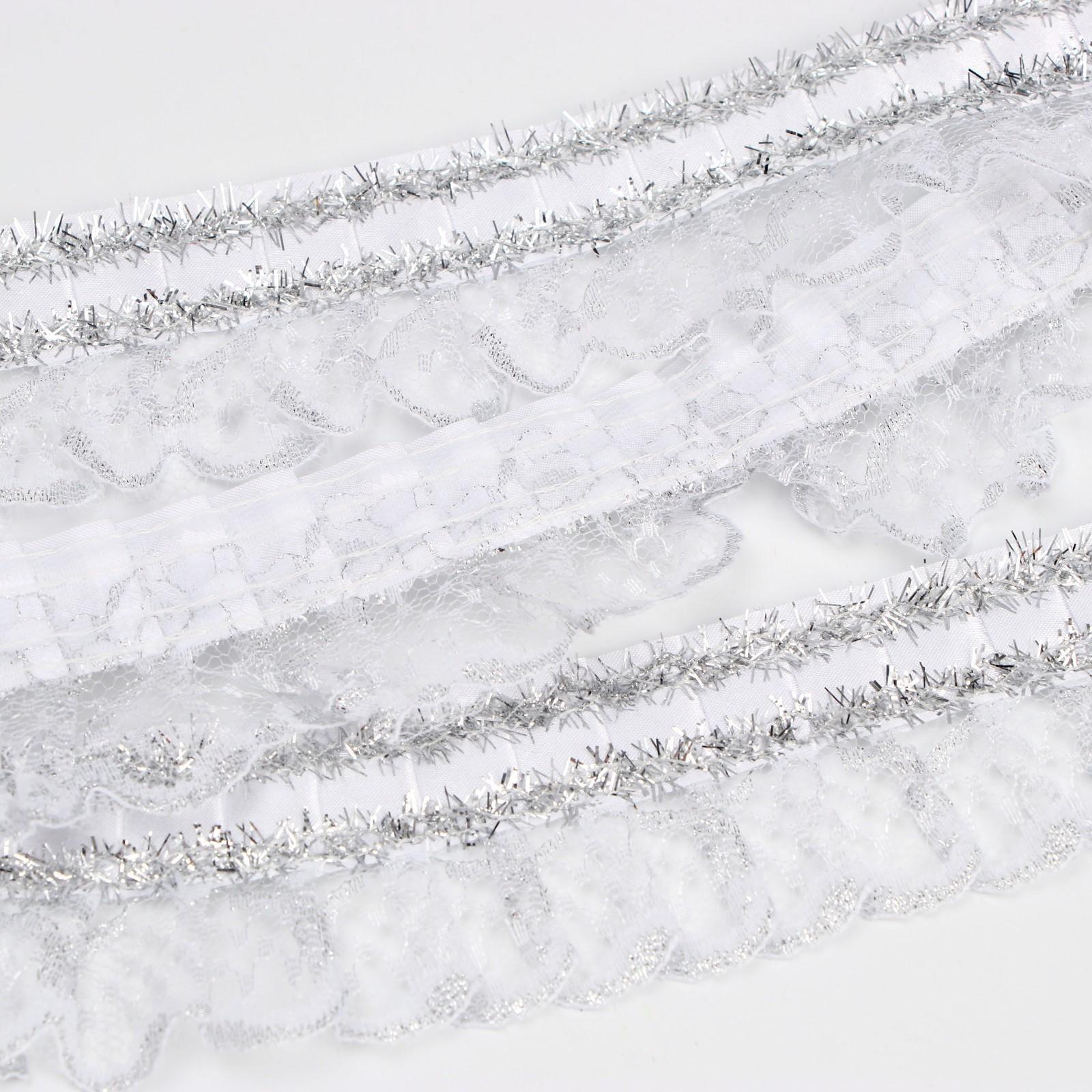 Тесьма, гипюр на атласе с фольгой, 5 см, в рулоне 25 м