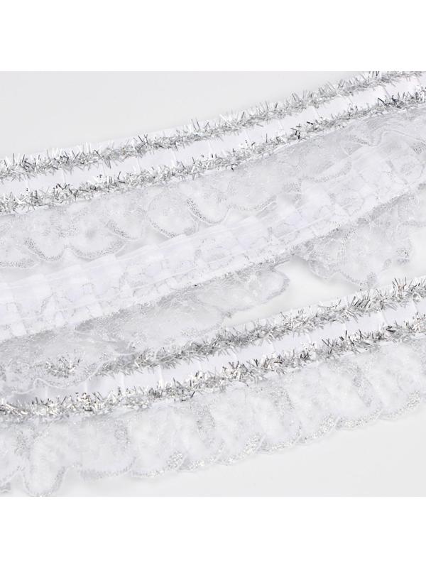 Тесьма, гипюр на атласе с фольгой, 5 см, в рулоне 25 м