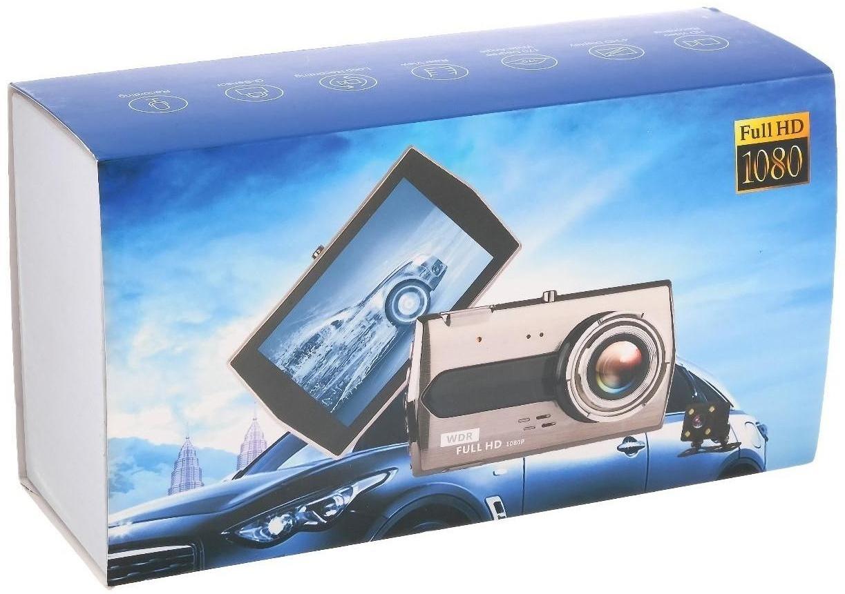 Видеорегистратор 2 камеры, HD 1080P, IPS 4.0 WDR, обзор 170°