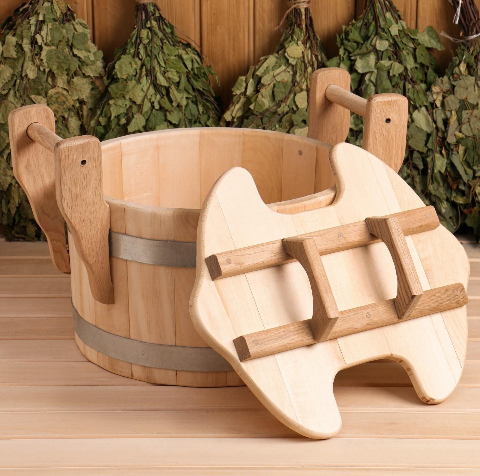 Запарник из липы, премиум, 23л, с крышкой, на два веника