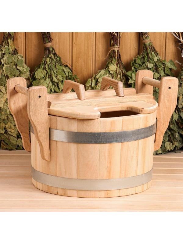 Запарник из липы, премиум, 23л, с крышкой, на два веника