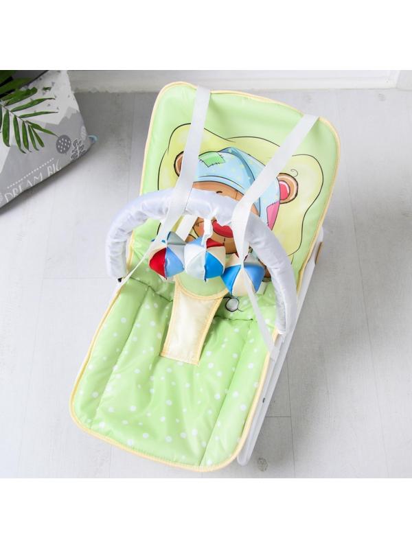 Шезлонг - качалка для новорождённых «Мишка под одеялком», игровая дуга, игрушки МИКС