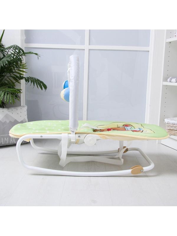 Шезлонг - качалка для новорождённых «Мишка под одеялком», игровая дуга, игрушки МИКС