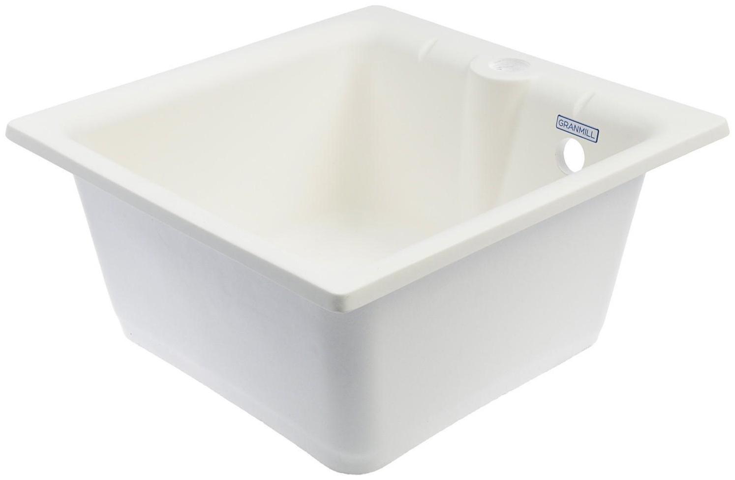 Мойка кухонная из камня GRANMILL 18, 415х415х200 мм, белая